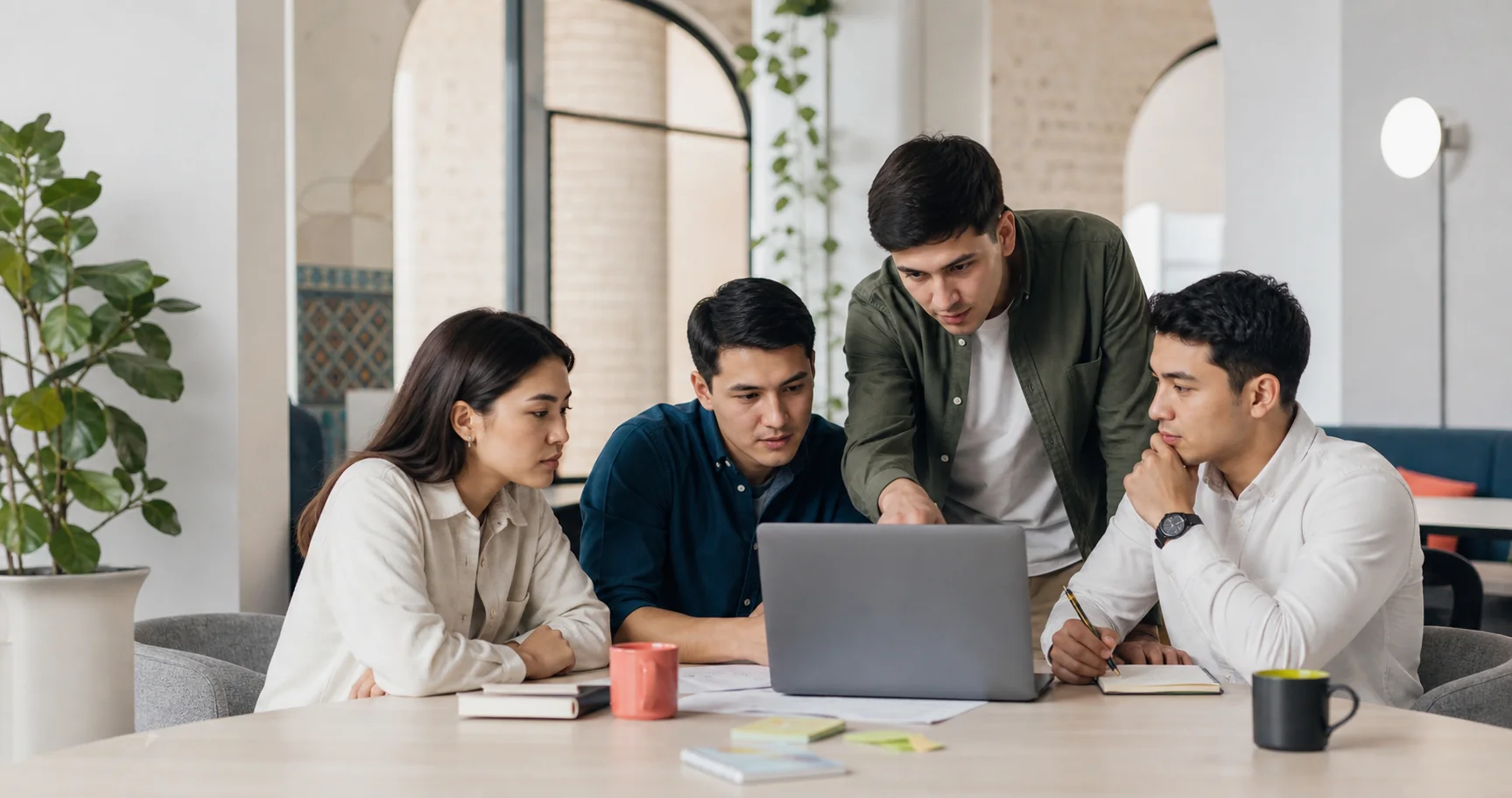 Founders collaborating on a startup prototype